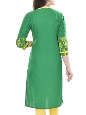 green cotton printed kurta - 11361589 - Standard Image - 3