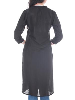 solid black rayon kurta - 11366870 - Standard Image - 3