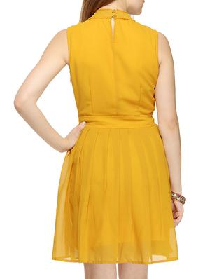yellow georgettefit & flare dress - 11382103 - Standard Image - 3