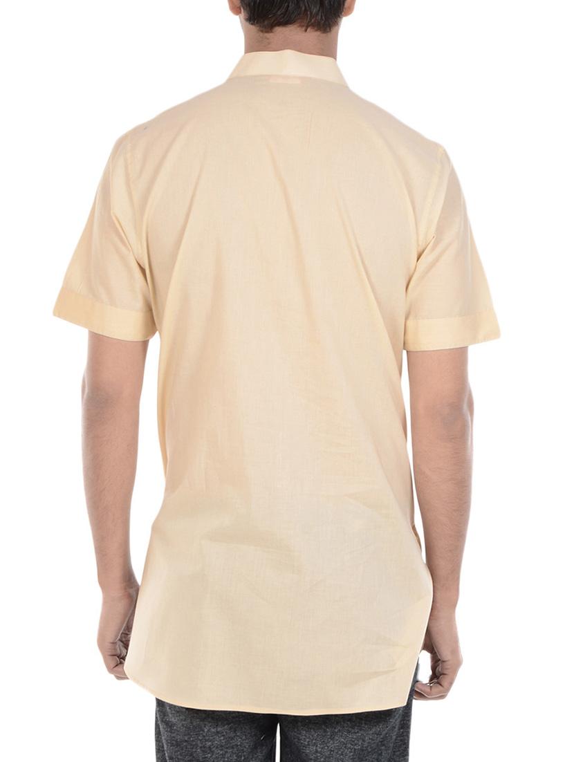 beige cotton kurta - 11388852 - Zoom Image - 3