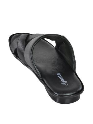 black leather slip on slippers - 11398631 - Standard Image - 3