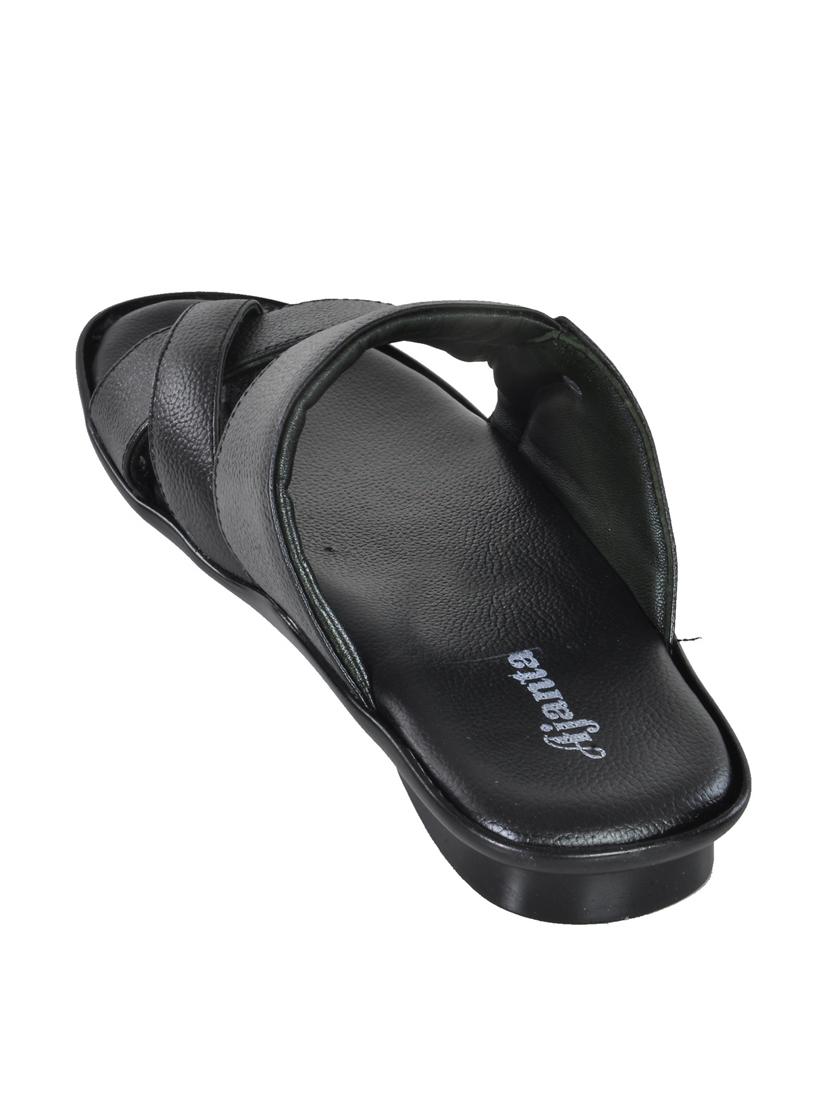 black leather slip on slippers - 11398631 - Zoom Image - 3