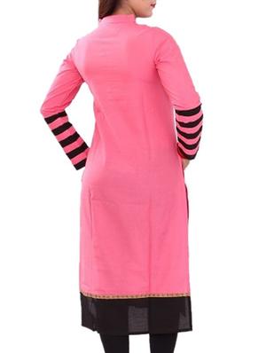 pink cotton straight kurta - 11403350 - Standard Image - 3
