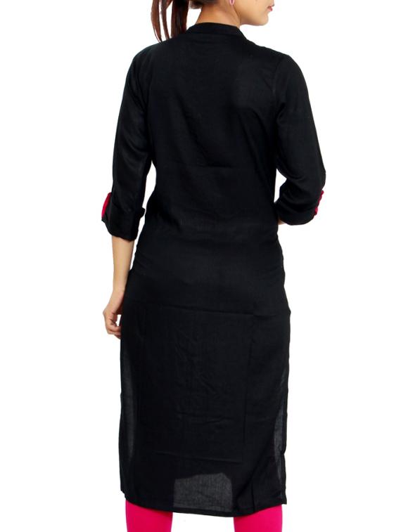 black viscose kurta - 11403363 - Zoom Image - 3
