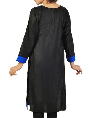 black patch work cotton kurta - 11405578 - Standard Image - 3