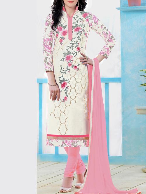 embroidered unstitched churidaar suit - 11406971 - Standard Image - 1