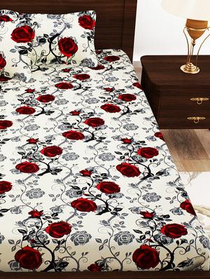 120 TC 100% Cotton Red 1 Double Bedsheet With 2 Pillow Cover - 11413250 - Standard Image - 3