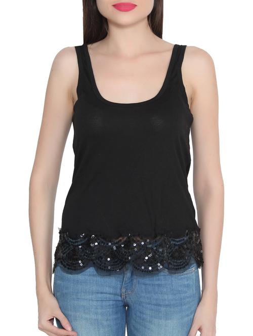 black color, viscose tank top - 11414679 - Very Small Image - 1