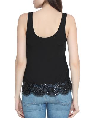black color, viscose tank top - 11414679 - Standard Image - 3