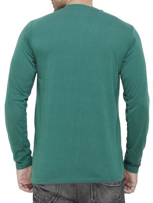 green color, cotton henley t-shirt - 11422292 - Standard Image - 3