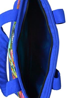 blue printed silk shopping bag - 11432331 - Standard Image - 3