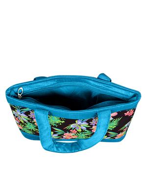 blue floral printed silk shopping bag - 11432335 - Standard Image - 3