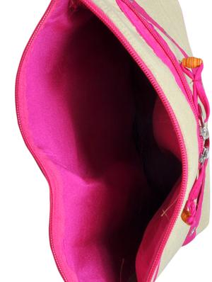 beige and pink silk sling bag - 11432337 - Standard Image - 3