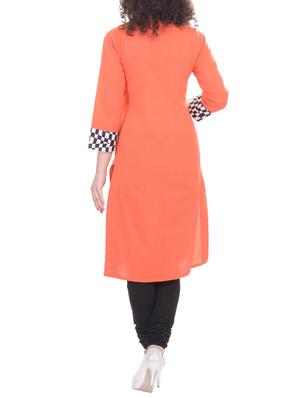 orange printed cotton kurta - 11435823 - Standard Image - 3