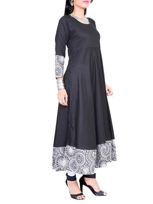 black rayon flared kurta - 11437198 - Standard Image - 3