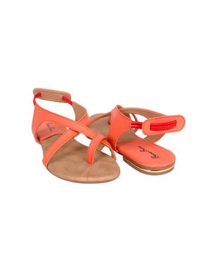 orange faux leather back strap sandal - 11438601 - Standard Image - 3