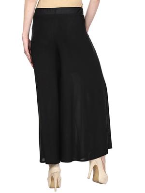 solid black satin palazzo - 11441825 - Standard Image - 3