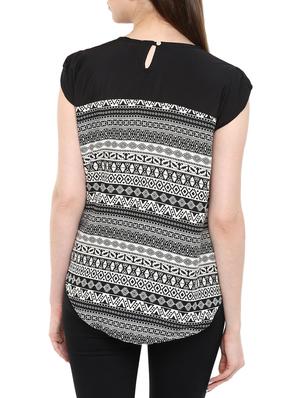 black crepe printed asymmetrical top - 11455547 - Standard Image - 3