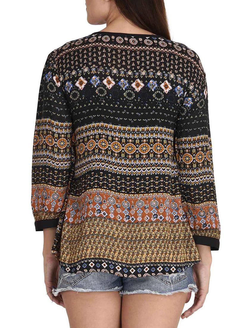 brown printed casual top - 11455819 - Zoom Image - 3