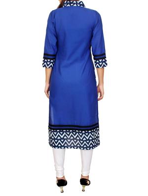 blue cotton kurta - 11464983 - Standard Image - 3