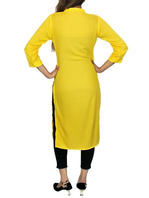 yellow rayon embroidered kurta - 11464986 - Standard Image - 3