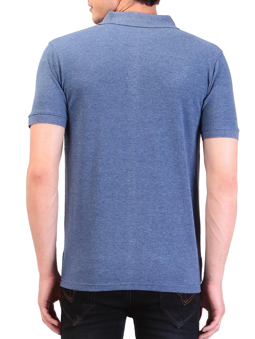 blue color, cotton polo t-shirt - 11477145 - Zoom Image - 3