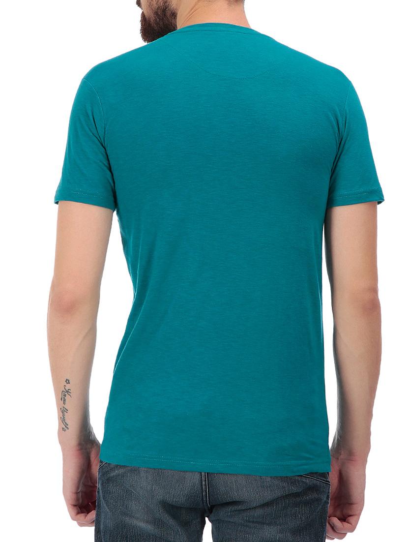 teal green chest print t-shirt - 11477166 - Zoom Image - 3