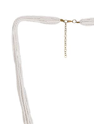 white & golden beaded multilayered neckpiece - 1148010 - Standard Image - 3