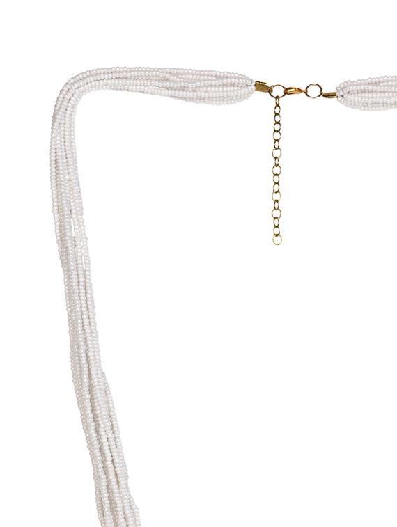 white & golden beaded multilayered neckpiece - 1148010 - Zoom Image - 3