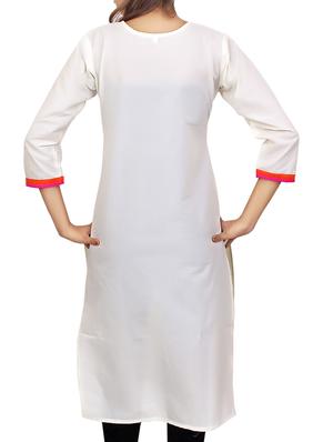 white embroidered cotton kurta - 11481419 - Standard Image - 3