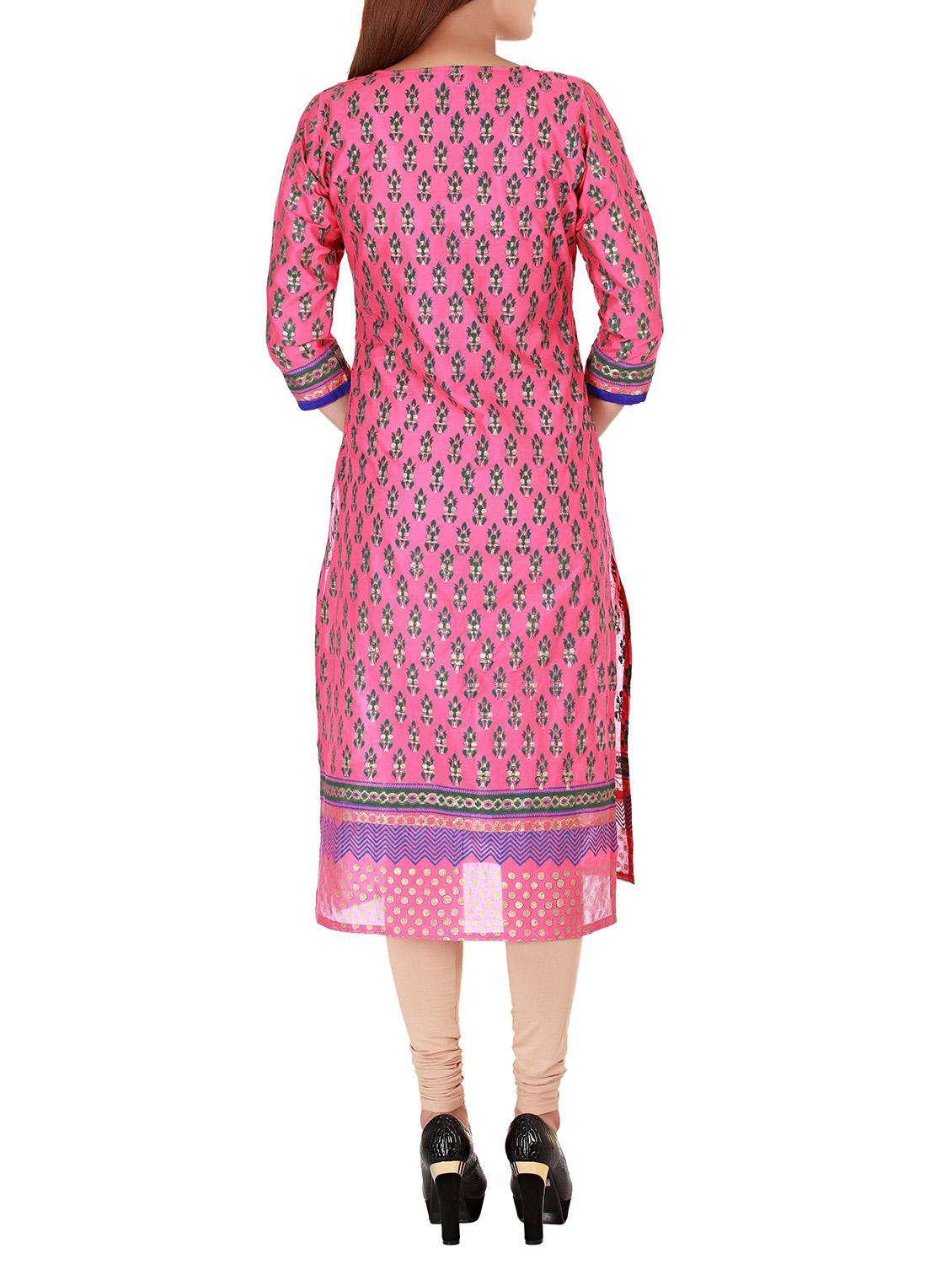 pink cotton kurta - 11487230 - Zoom Image - 3