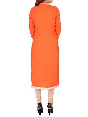 orange georgette embroidered straight kurta - 11487287 - Standard Image - 3