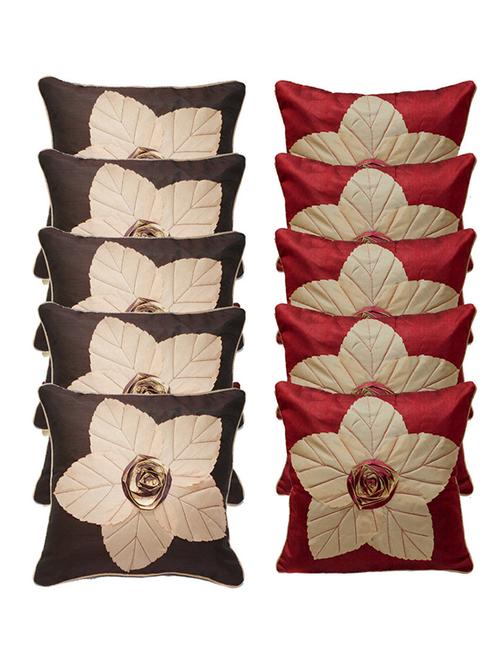 set of 10 multi colored poly silk cushion cover - 11488077 - Standard Image - 1