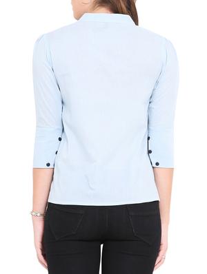 powder blue mandarin collar shirt - 1149069 - Standard Image - 3