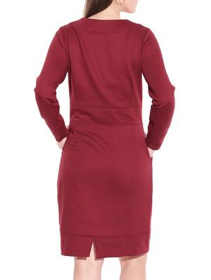 maroon fleece v-neck long dress - 1149187 - Standard Image - 3