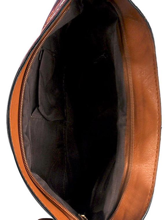 brown leatherette striped sling bag - 11508221 - Zoom Image - 3