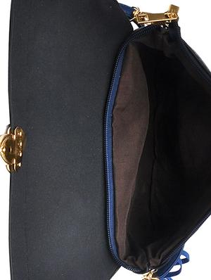 navy blue leatherette cut-out fringed sling bag - 11508234 - Standard Image - 3