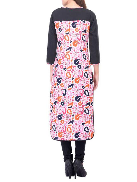 multicolored printed crepe kurta - 11515761 - Zoom Image - 3