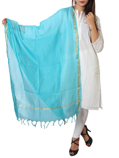 blue chanderi dupatta - 11527323 - Very Small Image - 1