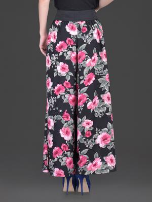 flowers printed poly crepe palazzos - 1152971 - Standard Image - 3