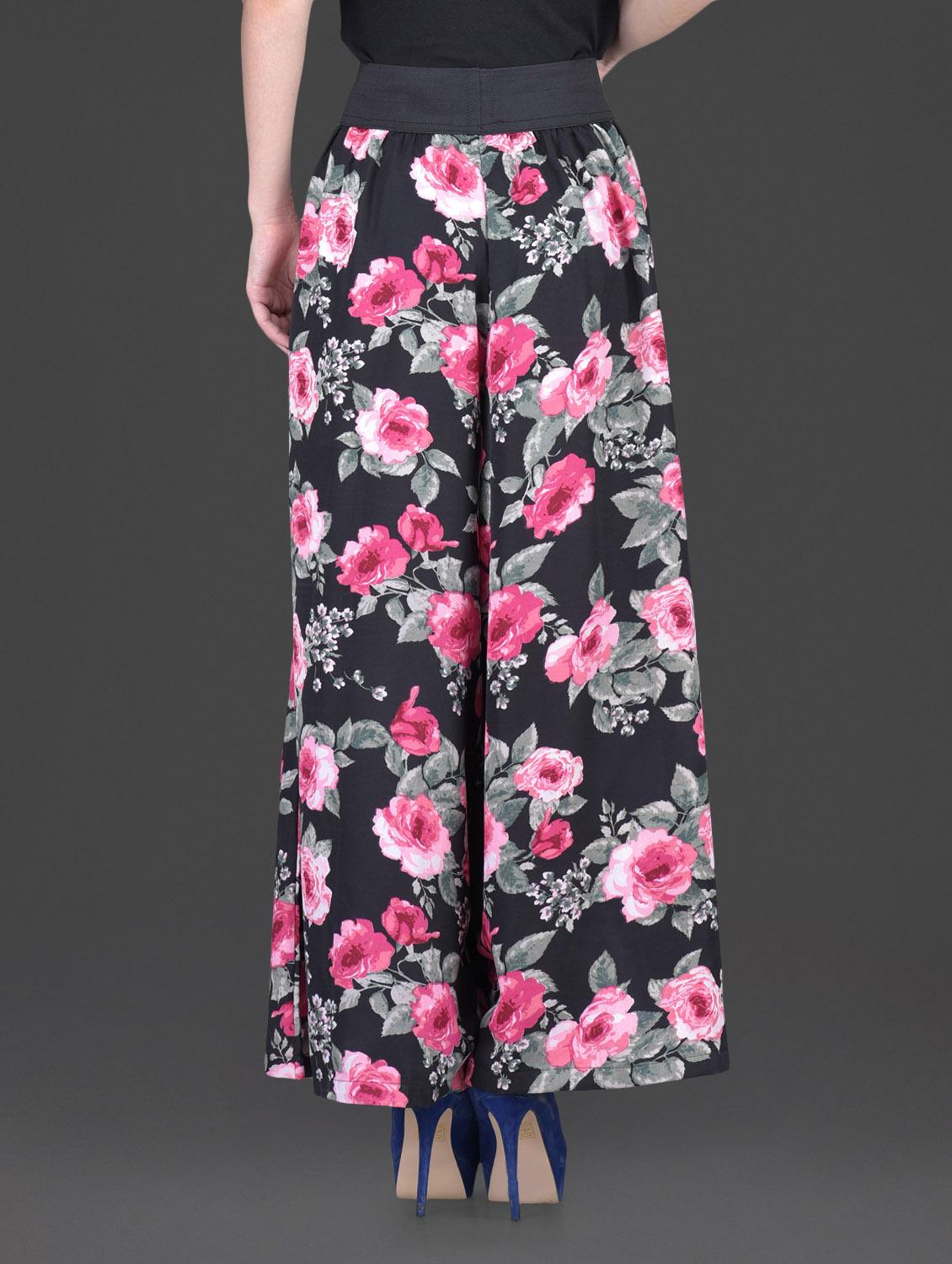flowers printed poly crepe palazzos - 1152971 - Zoom Image - 3