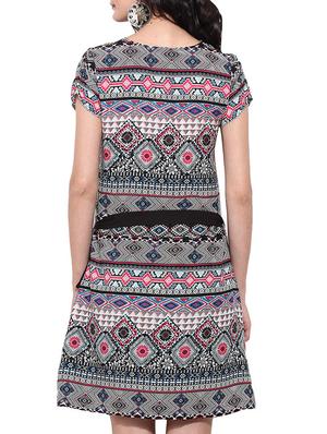 black printed belted dress - 11532390 - Standard Image - 3
