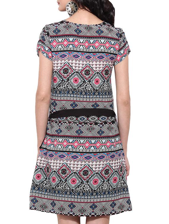 black printed belted dress - 11532390 - Zoom Image - 3