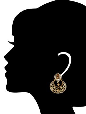 gold metal chandballi earring - 11539087 - Standard Image - 3