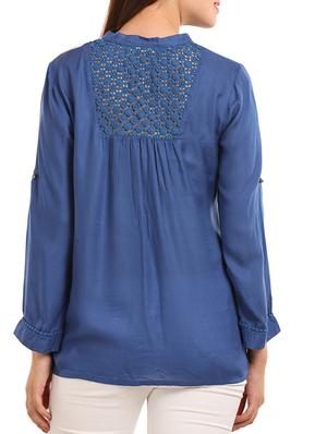 blue viscose regular top - 11554334 - Standard Image - 3