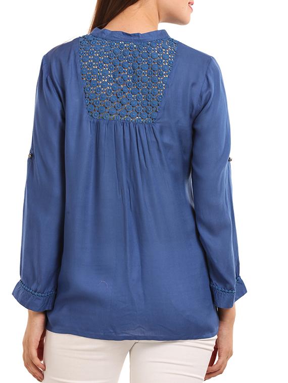 blue viscose regular top - 11554334 - Zoom Image - 3
