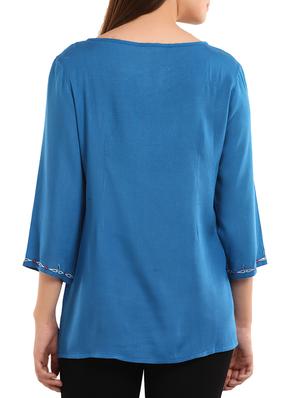 blue viscose regular top - 11554337 - Standard Image - 3