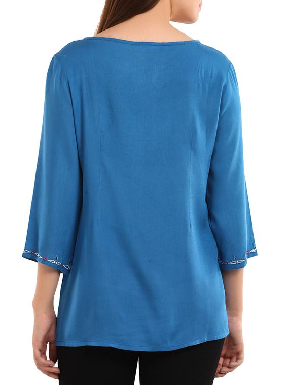 blue viscose regular top - 11554337 - Zoom Image - 3