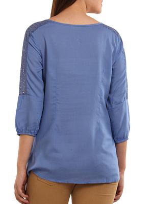 blue viscose regular top - 11554340 - Standard Image - 3