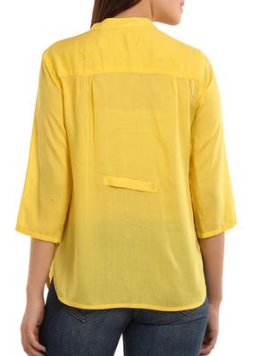 yellow viscose embroidered top - 11554401 - Standard Image - 3